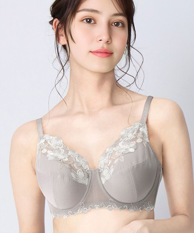 Wing ブラジャー Wing Lesiage 安定感のあるつけごこち 綿混素材(肌側) 【5010シリーズ】 フルカップブラ Hカップまで対応 大きいサイズ PB5010 ウイング／ワコール グレー