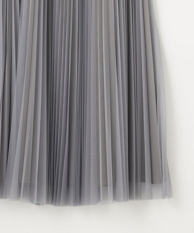 J.PRESS LADIES L 【WEB限定カラーあり・洗える】ハイゲージチュール プリーツ スカート ライトグレー系