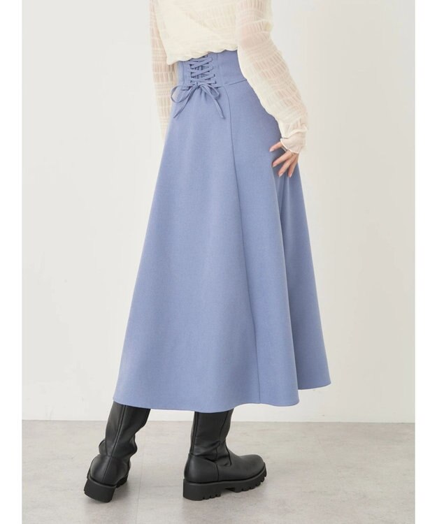 earth music&ecology バックレースアップスカート Blue