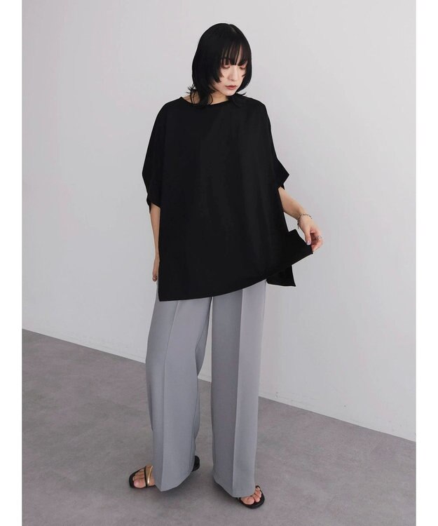 Green Parks 冷っとすずやか　ドルマンカット５分袖プルオーバー Black