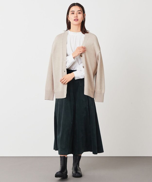 ANY 【洗濯機可】ラムウールVネック カーディガン アイボリー