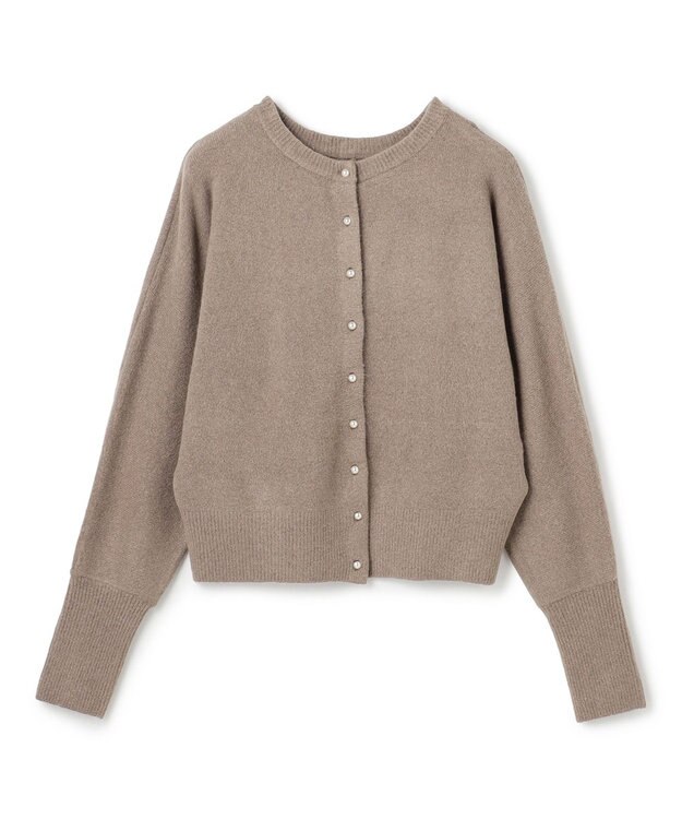 UNFILO 【前後着用 可能】ふわふわニット 2WAY パールボタンカーディガン モカ