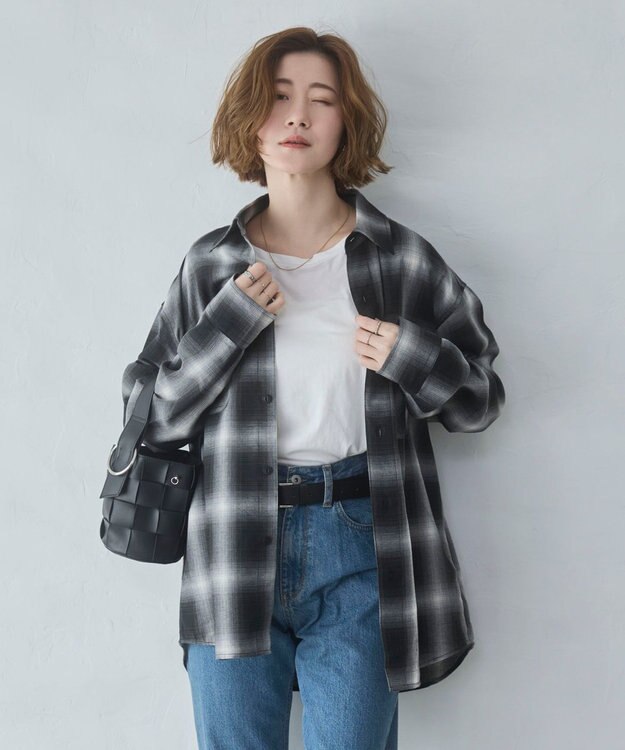 WEGO 【ユニセックス着用ITEM/SMLサイズ展開】オンブレチェックシャツ（LS） 柄1