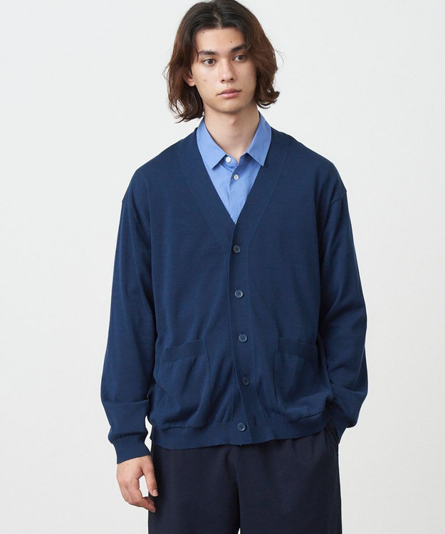 ATON FRESCA KNIT |  オーバーサイズカーディガン - UNISEX BLUE