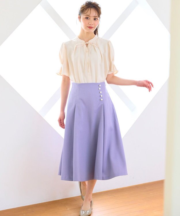 Feroux 【洗える】リボンスキッパー ブラウス アイボリー系