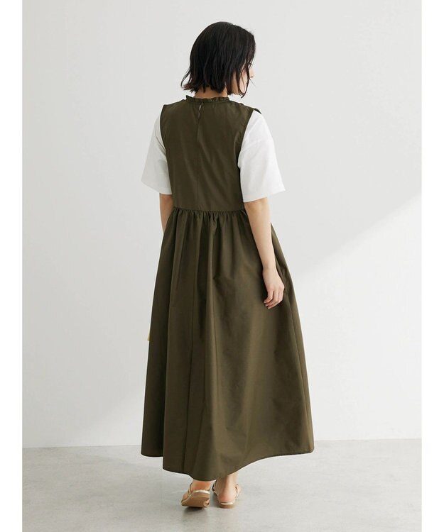 Green Parks ・Ｄｏｕｂｌｅ　Ｆｌａｇｓ　シャーリングノースリワンピ Khaki