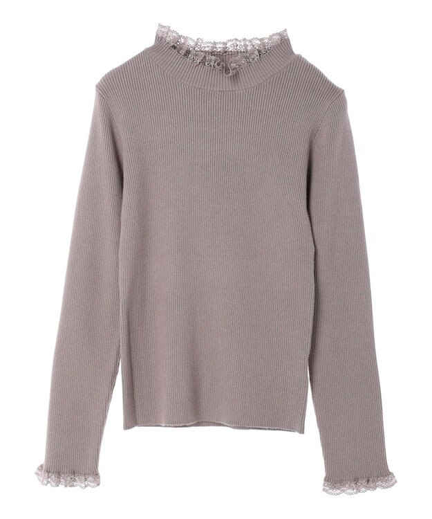 earth music&ecology レースドッキングリブニット Mocha