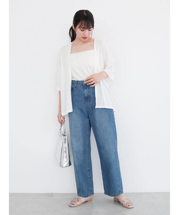 Green Parks よくばり　半袖カットドルマンカーディガン Off White