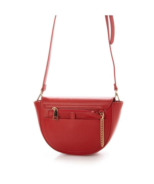 UNBILLION cachecache 財布ポーチ付きハーフムーンショルダーバッグ レッド