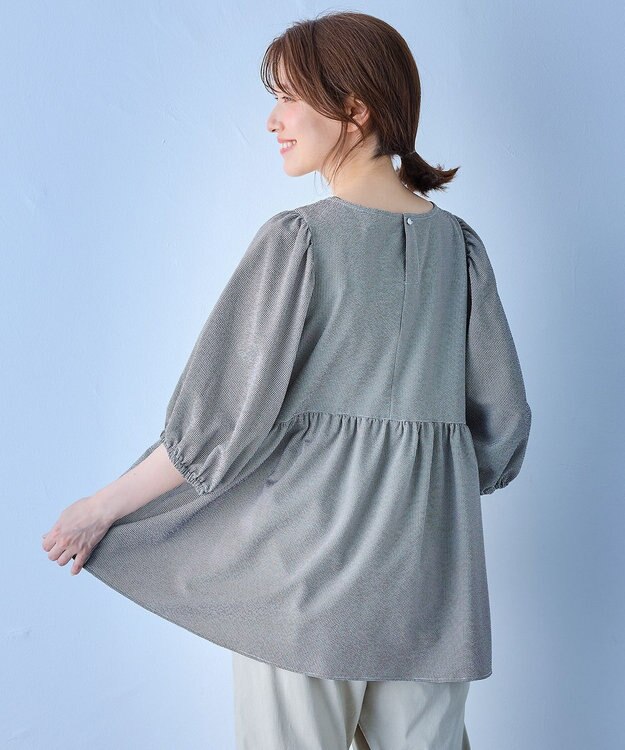 ANY 【WEB限定/洗濯機可】サッカーギャザーペプラムブラウス ギンガム