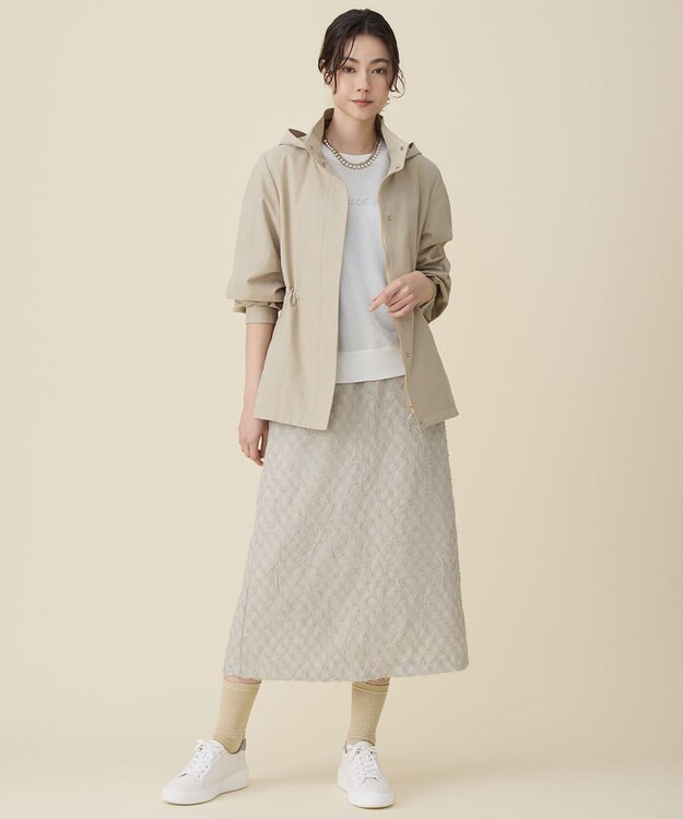 自由区 L 【セットアップ対応】ワッシャーカットジャカード スカート ベージュ