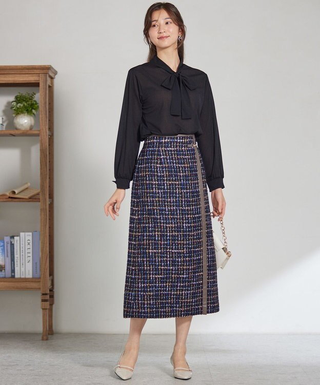 ANY SIS 【25周年記念】ビットポイントツイーディ スカート ネイビー系チェック