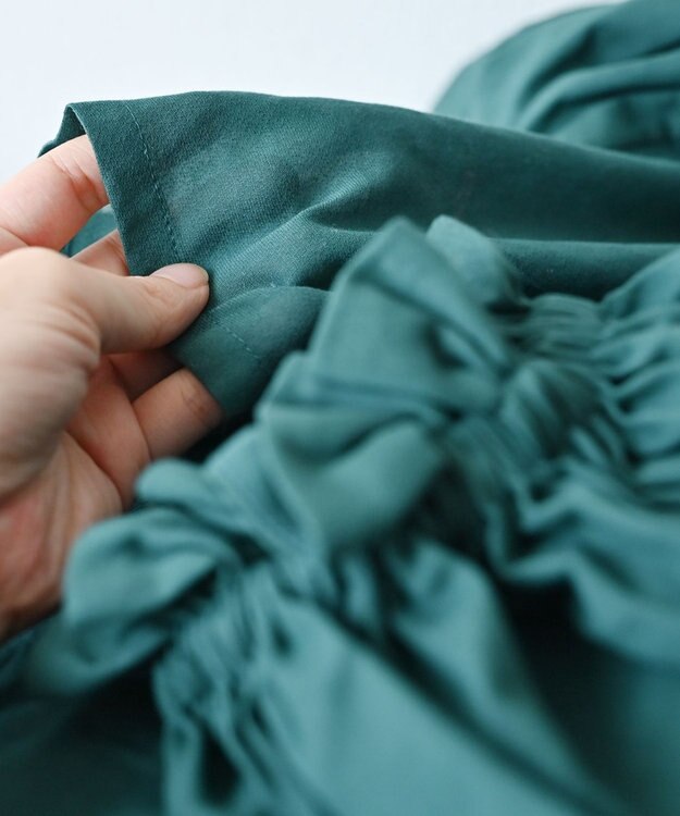 muuc 〈コットン100%強撚糸〉〈2WAY〉〈遠州織物の工場で織られた上質な生地〉〈シースルー〉〈ドライタッチ〉コットンドビーギャザー 羽織り＆ワンピースドレス グリーン