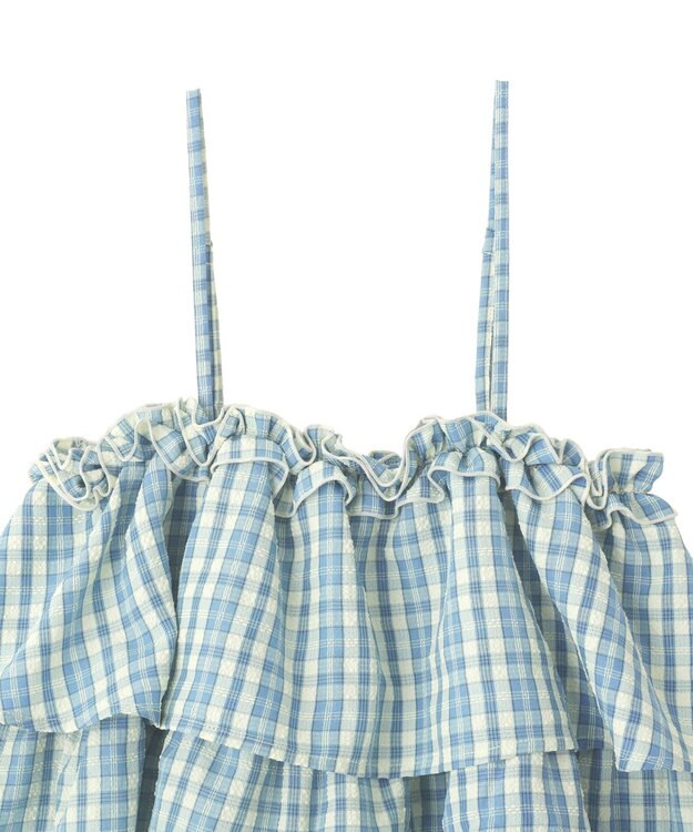 earth music&ecology 【予約】アソートチェックティアードビスチェ チェックサックス