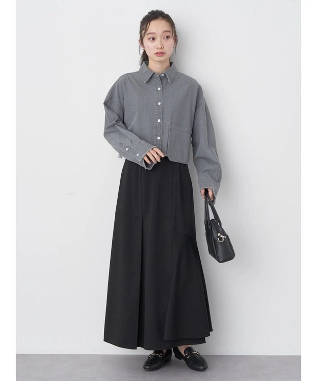 earth music&ecology クロップドポケットポイントシャツ Gray