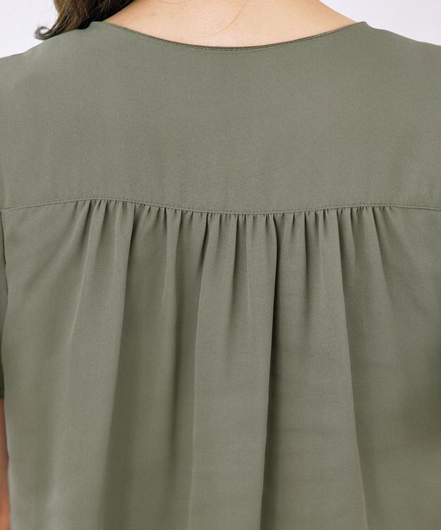 Tiaclasse フレアスリーブチュニックブラウス カーキ