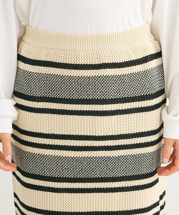Green Parks ボーダーニットスカート Ivory