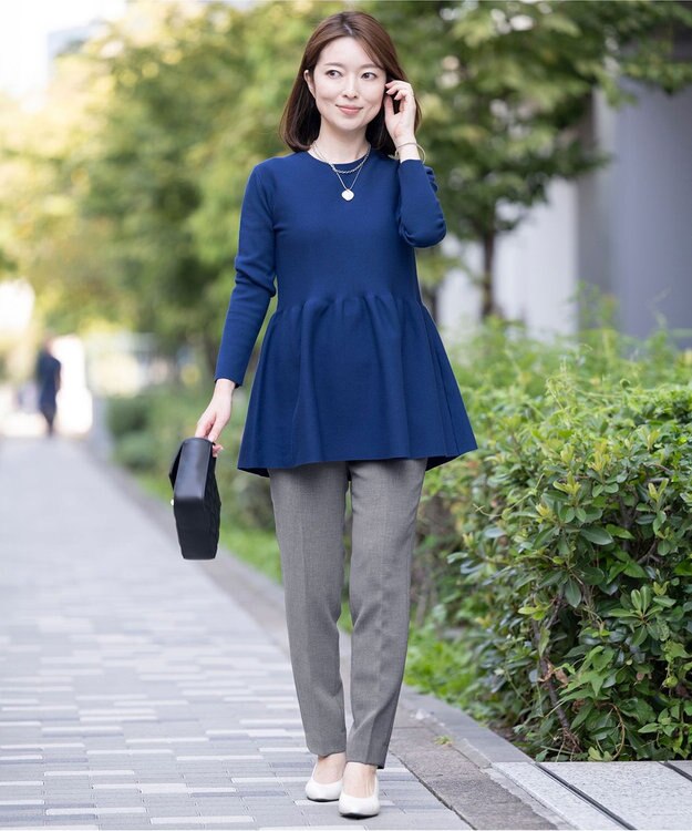 23区 S 【Sサイズ限定】ストレッチダブルクロス テーパード パンツ ライトグレー系