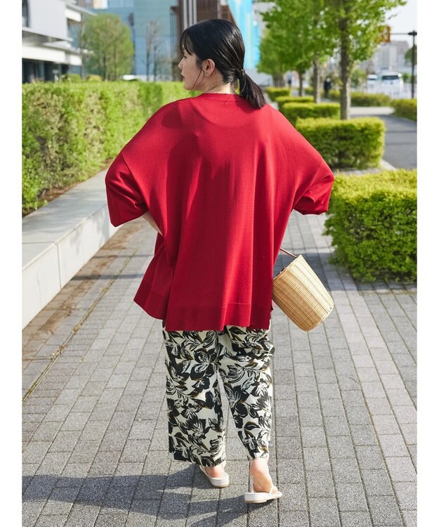 CRAFT STANDARD BOUTIQUE UVカット/接触冷感/マシンウォッシャブル/Vネックビッグニットカーディガン Red