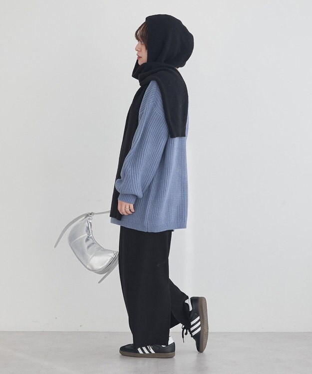 earth music&ecology 【毛玉防止 / 洗濯機洗い可】アンチピリングクロスネックルーズニット Sax