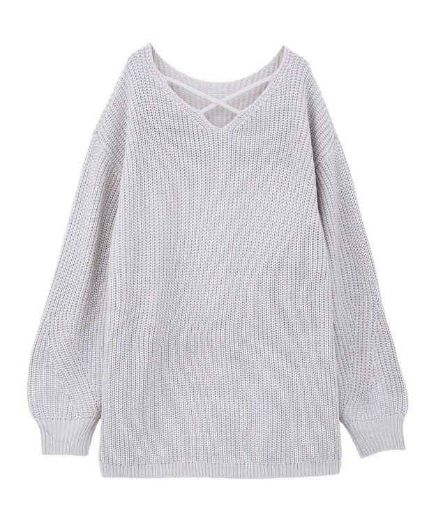 earth music&ecology 【毛玉防止 / 洗濯機洗い可】アンチピリングクロスネックルーズニット Gray