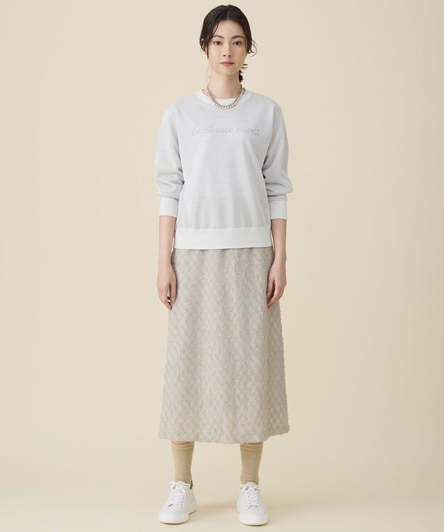 自由区 L 【セットアップ対応】ワッシャーカットジャカード スカート ベージュ