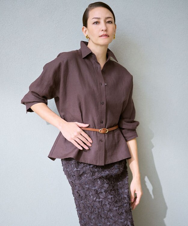 自由区 S トルコリネン シャツ ブラウン