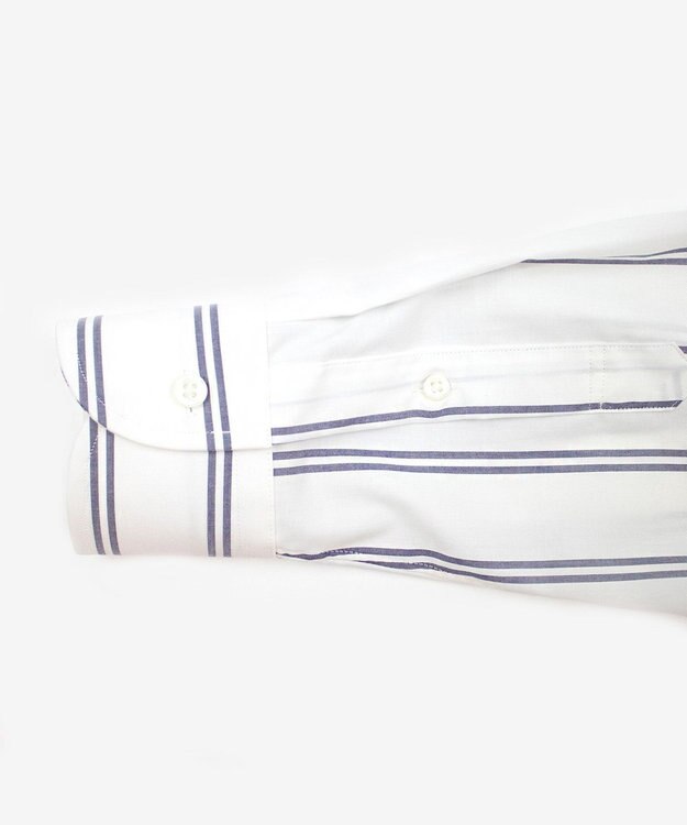 KASHIYAMA GIZA 100/2 バンドカラーシャツ ネイビーレールストライプ