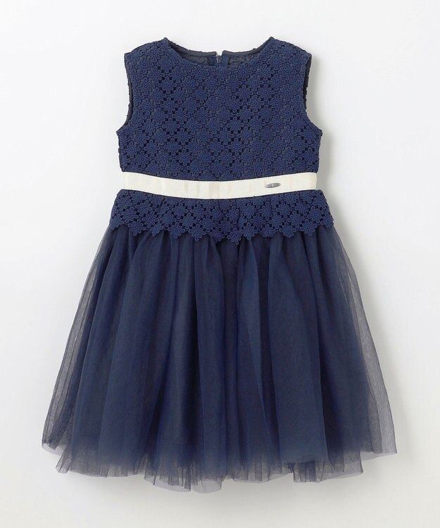 組曲 KIDS 【110-140㎝】フラワーレース ドレス ネイビー系