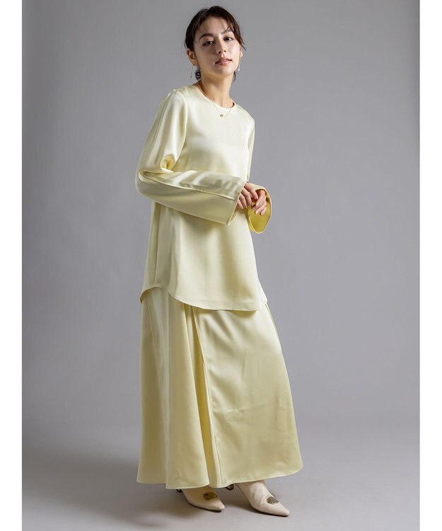 Te chichi 【Atelier Bonheur】サテンロングスカート(セットアップ可)《2025winter catalog item》 イエロー