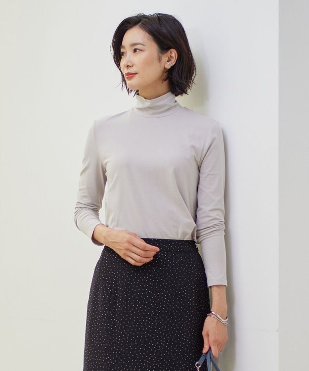 J.PRESS LADIES タートルジャージー カットソー ライトグレー系