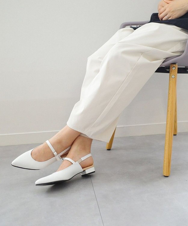 Pointer 日本製 本革ベルト付きミュール オフホワイト