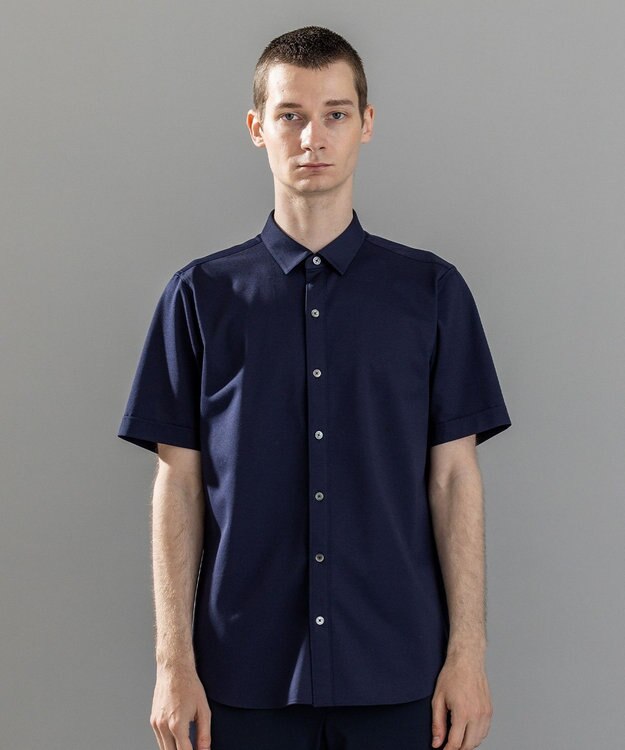 JOSEPH HOMME ＜新色追加＞【ストレッチ】ハイゲージコットンジャージー 　レギュラーカラーシャツ 【新色】ネイビー系