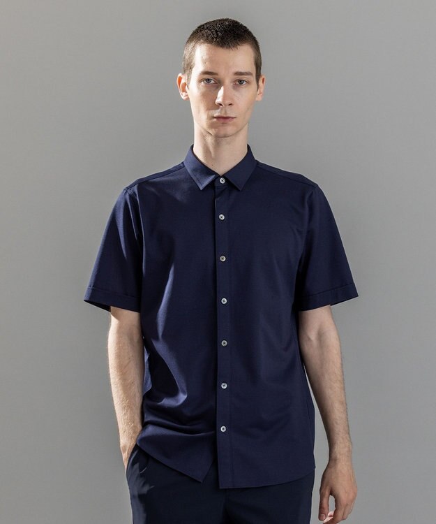 JOSEPH HOMME ＜新色追加＞【ストレッチ】ハイゲージコットンジャージー 　レギュラーカラーシャツ 【新色】ネイビー系