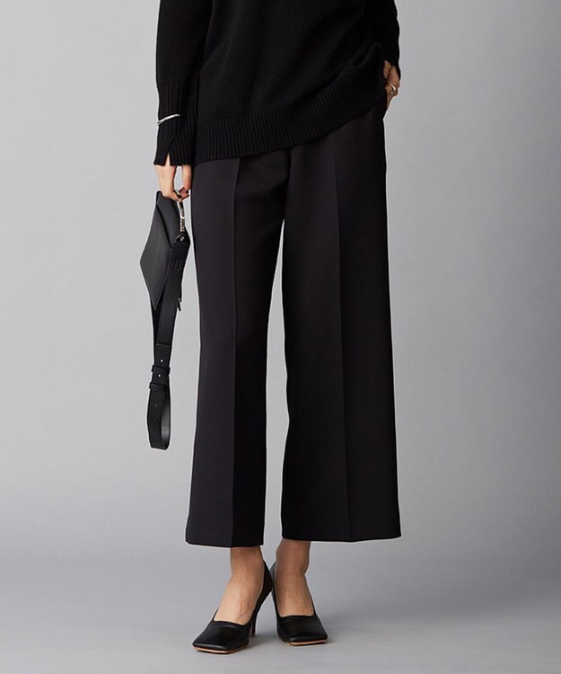 ICB 【洗える】トリプルクロスツイル ワイドパンツ ブラック系