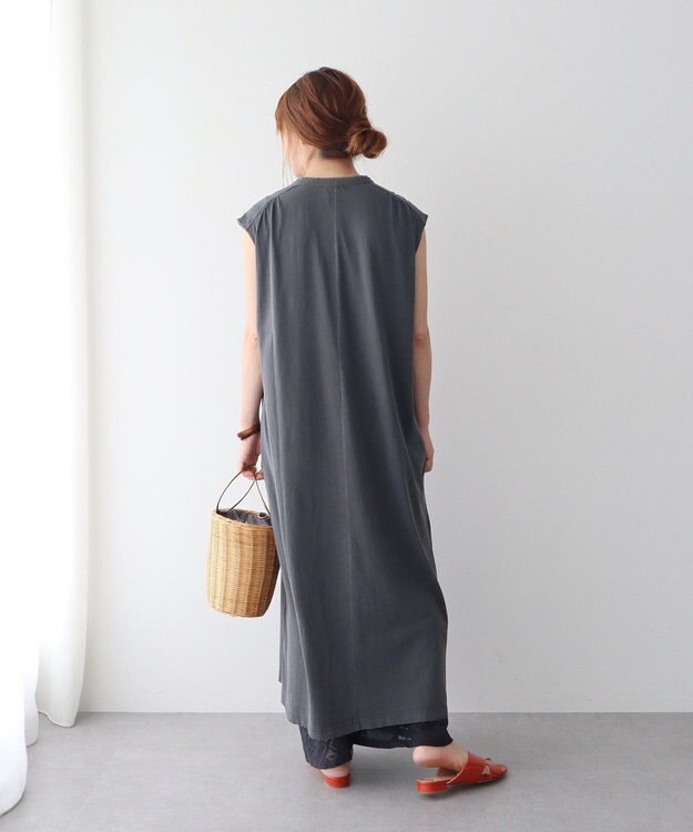 CRAFT STANDARD BOUTIQUE ピグメントヘンリーネックカットソーワンピース Charcoal Gray