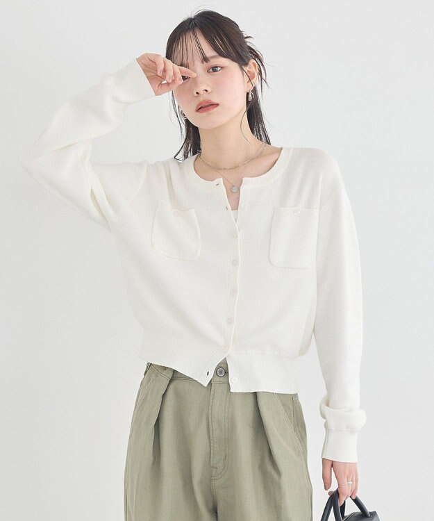 earth music&ecology ダブルポケットカーディガン Ivory