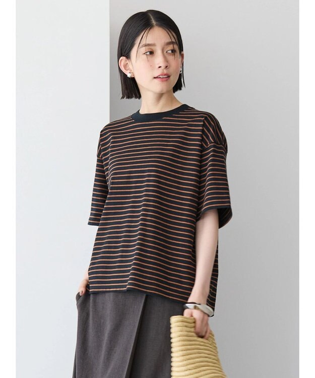 AMERICAN HOLIC ボーダーショートカットプルオーバー Black