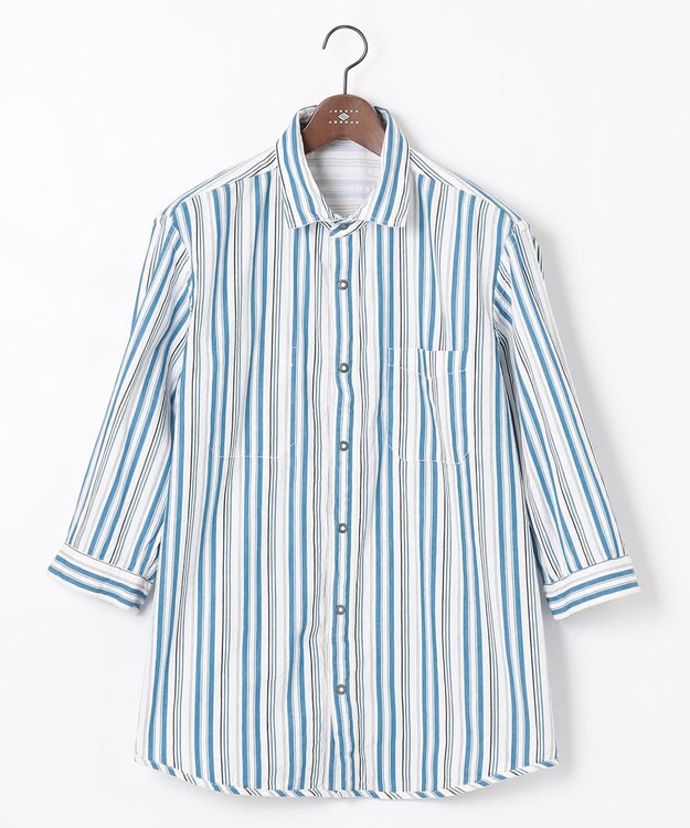 JOSEPH ABBOUD 【キングサイズ・1枚で2通りの着こなし】オーガニックコットンリバーシブル 七分袖シャツ アイボリー系1