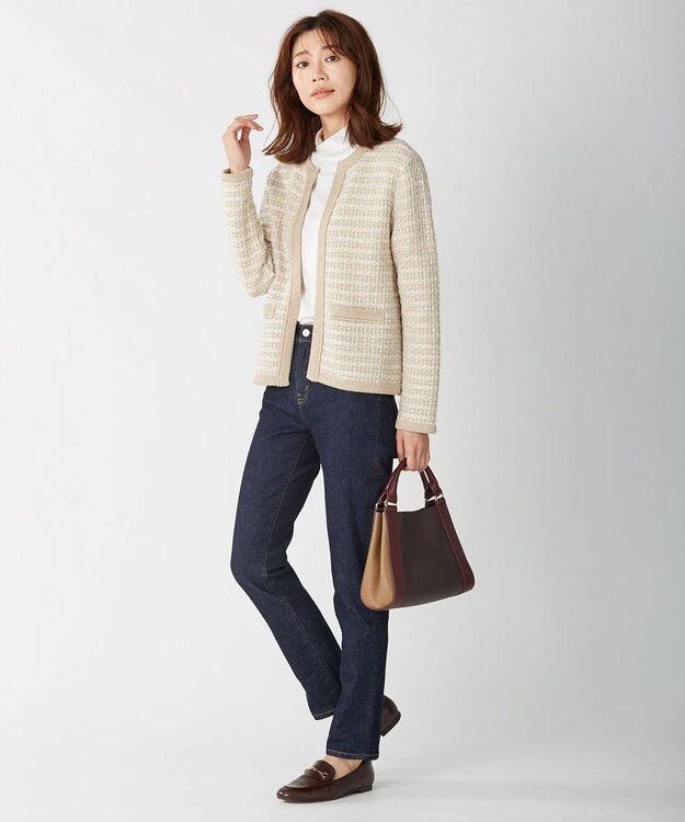 J.PRESS LADIES L 【驚異の伸縮性】10oz Stretch Denim ストレートデニムパンツ ネイビー系