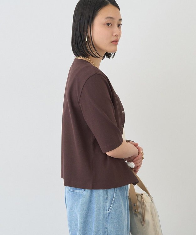 AMERICAN HOLIC 【マルチ機能】リブ半袖カーディガン Brown