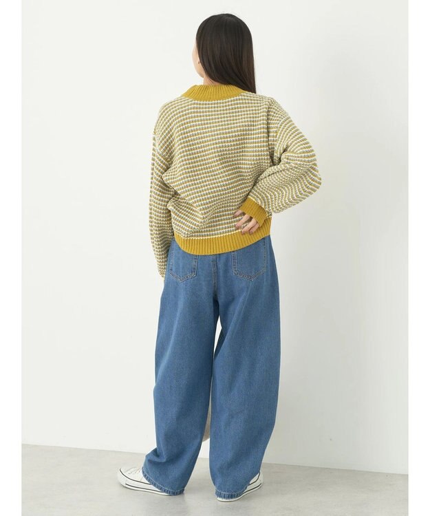 earth music&ecology マットベロアモールプルオーバー Border Yellow