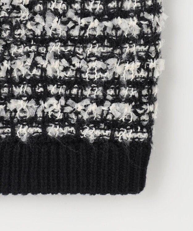 ANY 【洗濯機可】ツイードニットジャケット ブラック×ホワイト