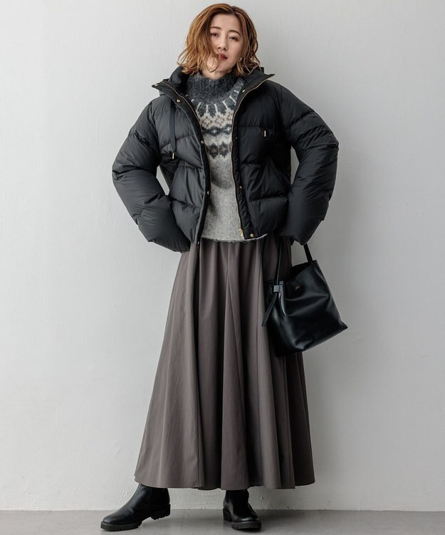 23区 L 【洗える/撥水加工】シレータフタ コンパクト ダウンコート ブラック系