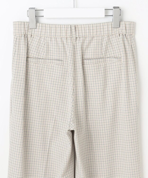 自由区 L TRギャバチェック柄ストレート パンツ オフチェック