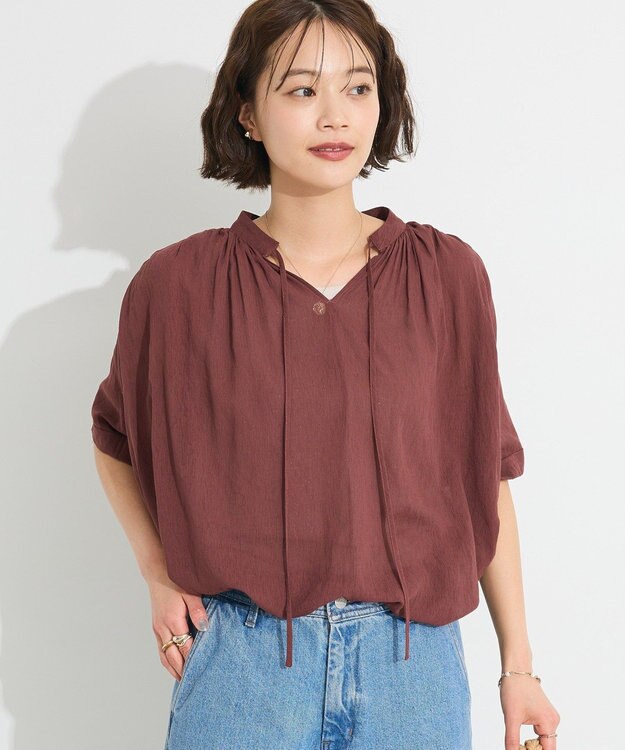 CRAFT STANDARD BOUTIQUE ヴィンテージボイルタイ付ブラウス Brown