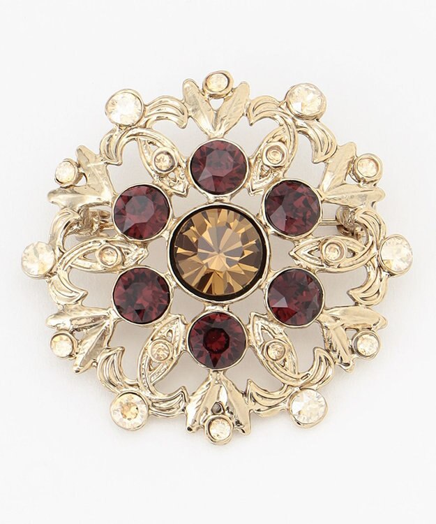 自由区 ビジューブローチ ワイン系