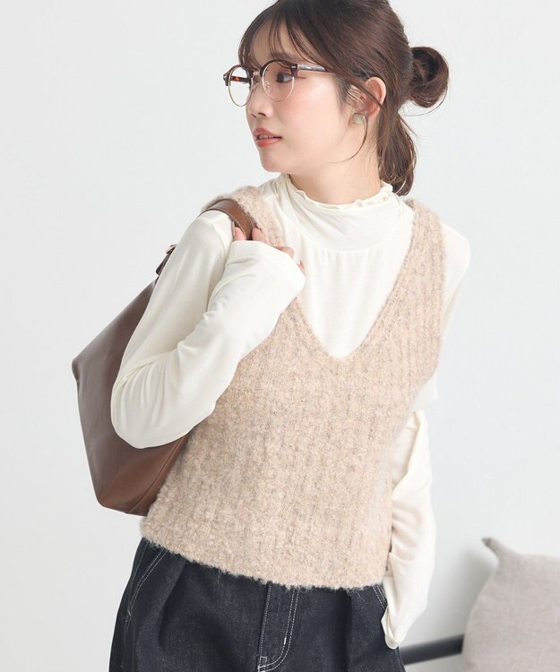 earth music&ecology ＭＩＸカラーブークレニットビスチェ Beige