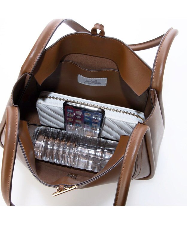 UNBILLION カシュカシュ cachecache / スカーフチャーム付きロングハンドルトート ブラウン