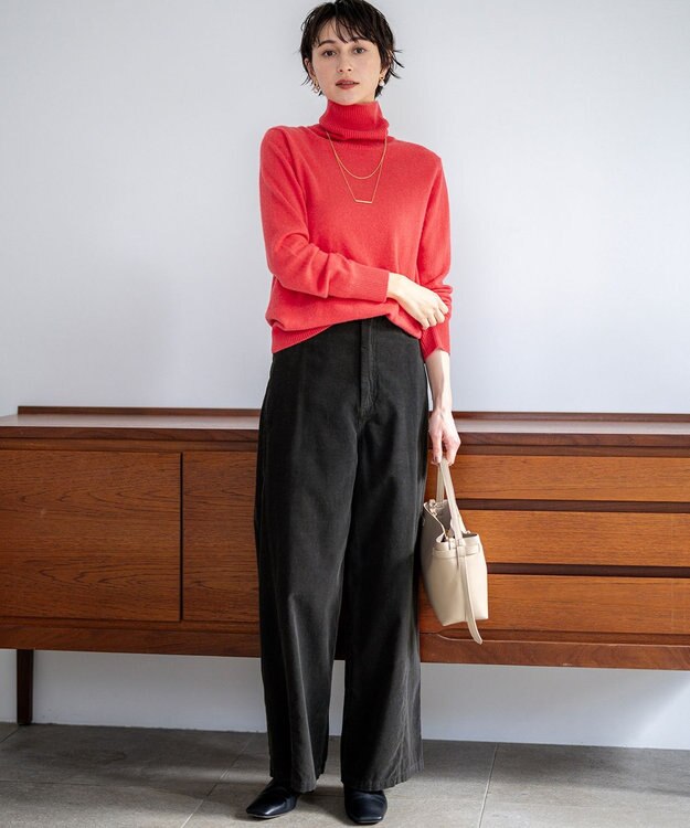 23区 【滝沢眞規子さん着用/BAILA掲載/洗える】ピュアカシミヤ タートルネック ニット オレンジ系